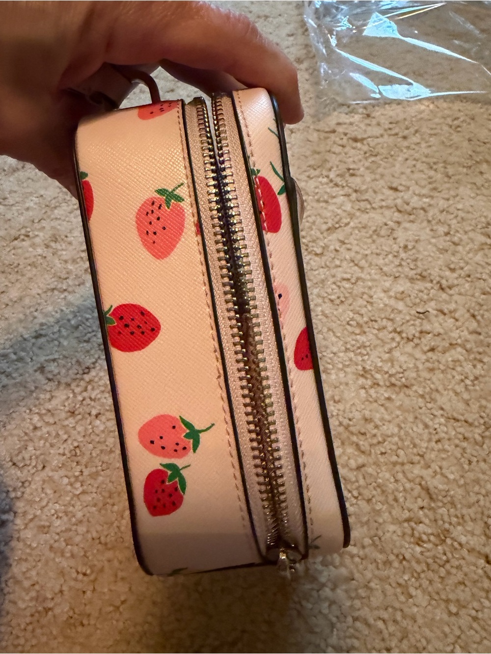 kate spade Pink Strawberry Print Mini Crossbody Top-Handle Bag - Picture 4 of 10